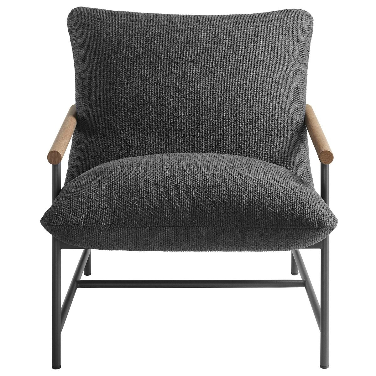 36” Charcoal Aluminum and Boucle Sling Outdoor Lounge Chair - Outdoor - Alpine Outlets