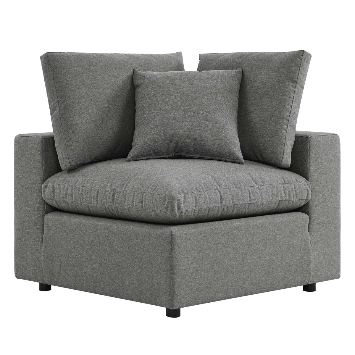36" Charcoal Aluminum Overstuffed Outdoor Corner Chair - Outdoor - Alpine Outlets
