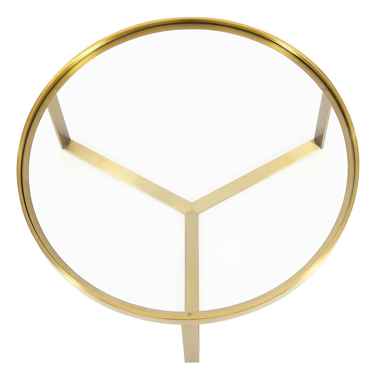 36 Inch Brushed Gold Round Glass Coffee Table - Coffee Tables available at Alpine Outlets in Denver