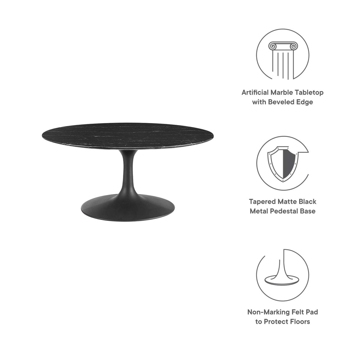 36 Inch Round Artificial Marble Pedestal Coffee Table - Coffee Tables available at Alpine Outlets in Denver