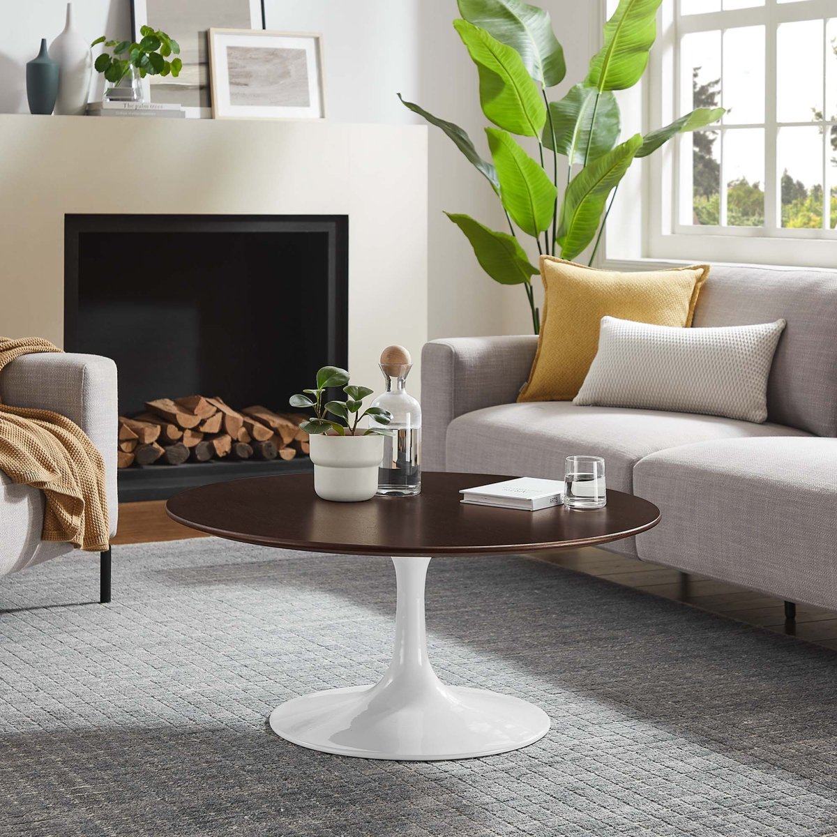 36 Inch Round Wood Pedestal Coffee Table - Coffee Tables available at Alpine Outlets in Denver