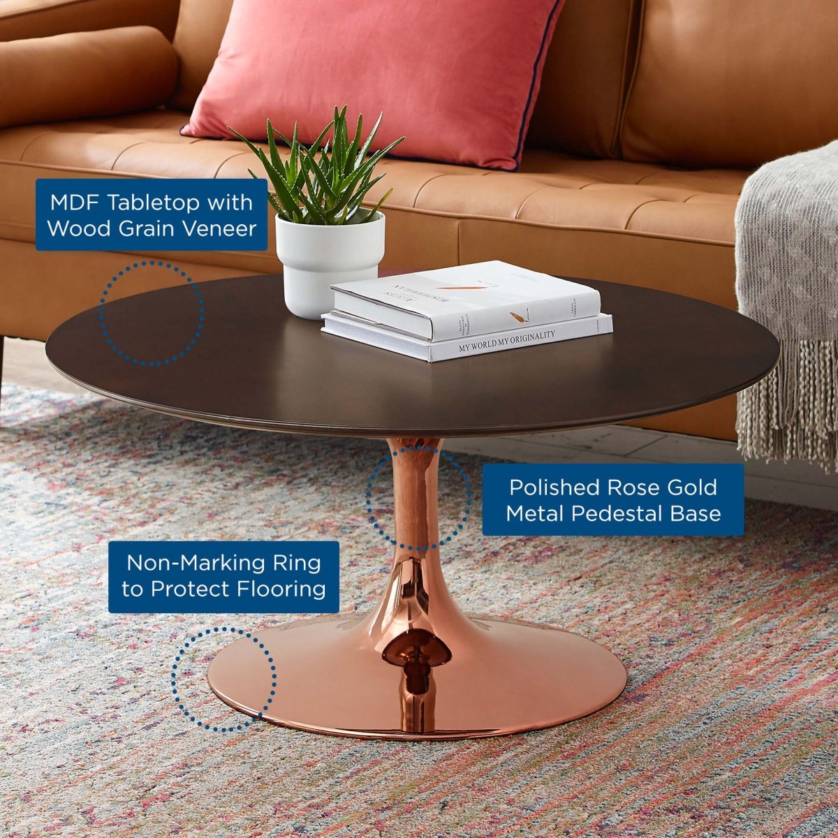 36 Inch Round Wood Pedestal Coffee Table - Coffee Tables available at Alpine Outlets in Denver