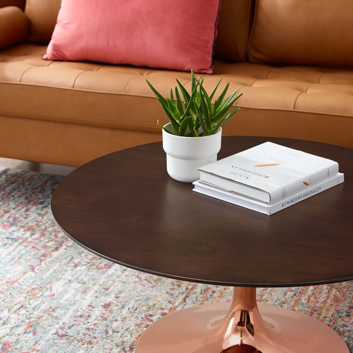 36 Inch Round Wood Pedestal Coffee Table - Coffee Tables available at Alpine Outlets in Denver