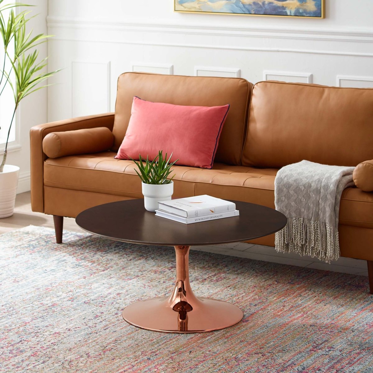 36 Inch Round Wood Pedestal Coffee Table - Coffee Tables available at Alpine Outlets in Denver