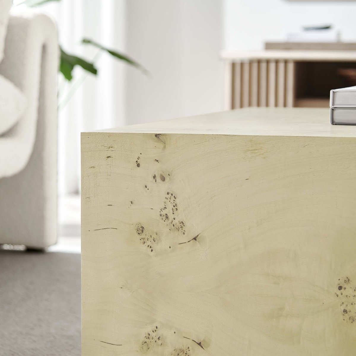36 Inch Sophisticated Square Burl Wood Coffee Table - Coffee Tables available at Alpine Outlets in Denver