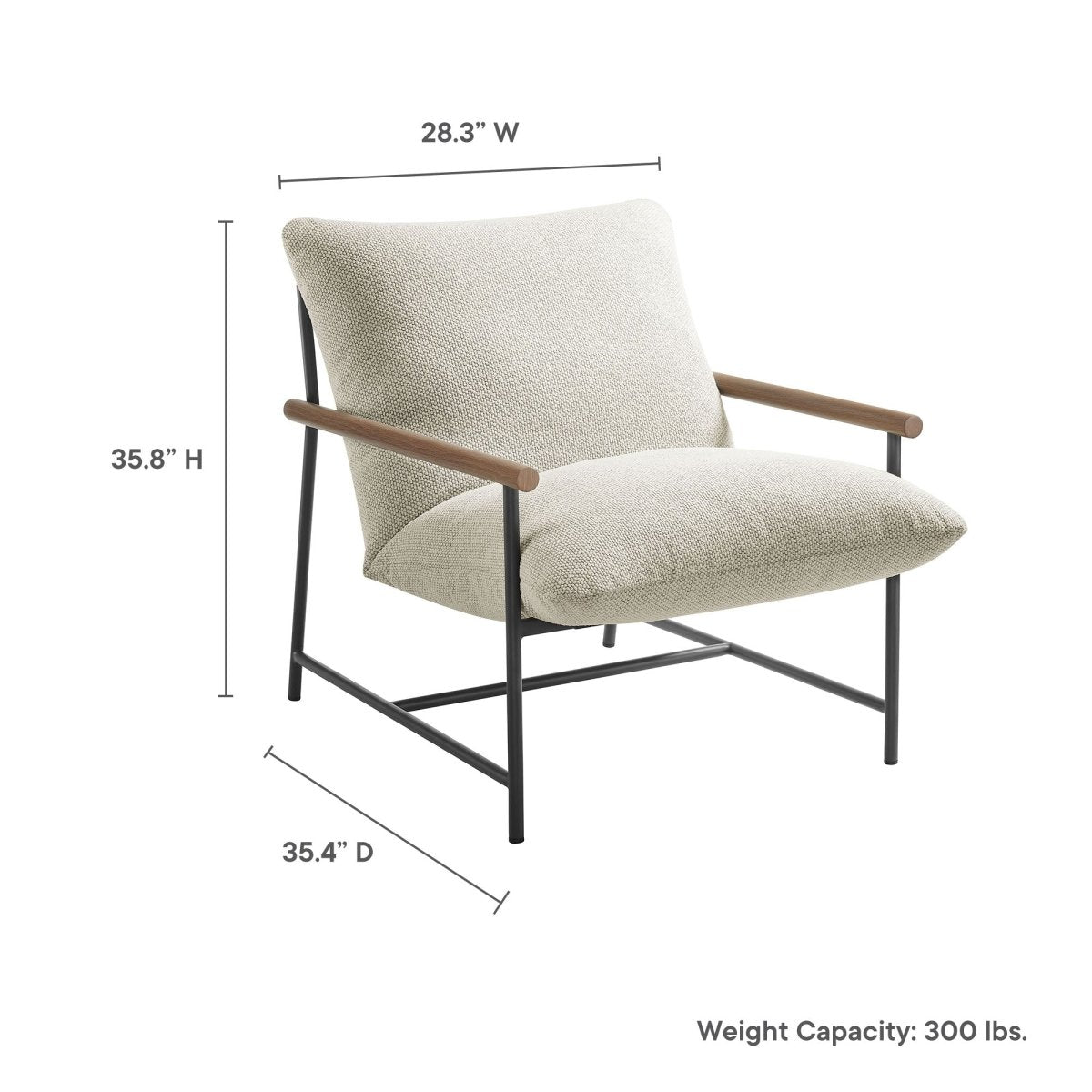 36” Ivory Aluminum and Boucle Sling Outdoor Lounge Chair - Outdoor - Alpine Outlets