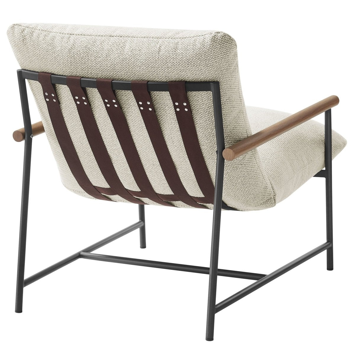 36” Ivory Aluminum and Boucle Sling Outdoor Lounge Chair - Outdoor - Alpine Outlets