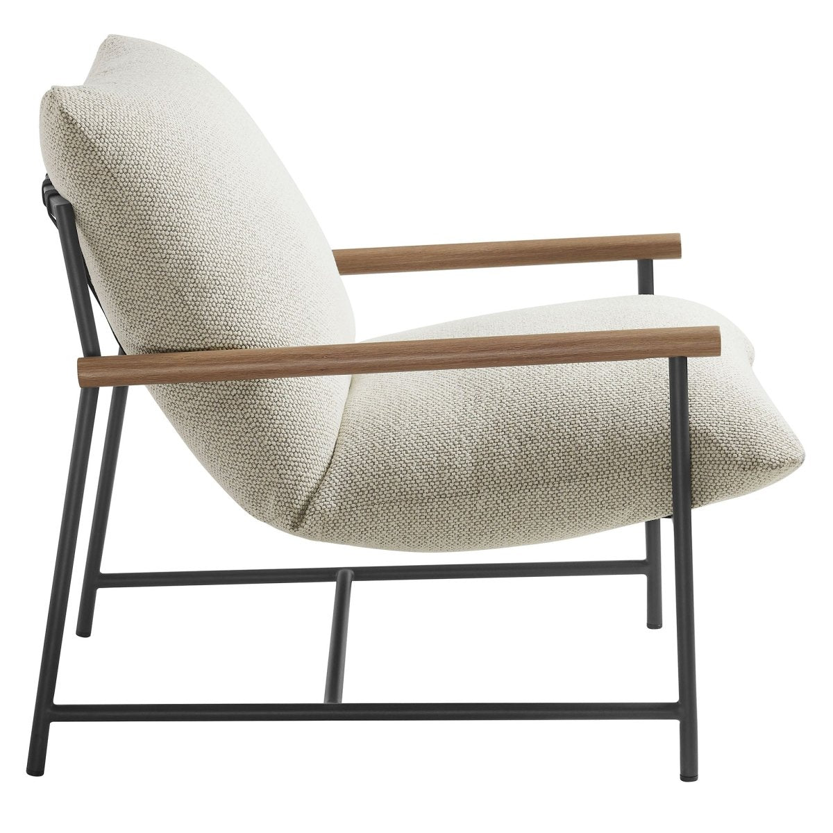36” Ivory Aluminum and Boucle Sling Outdoor Lounge Chair - Outdoor - Alpine Outlets