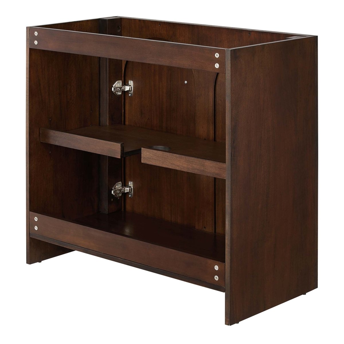 36" Walnut Bathroom Vanity Cabinet – MDF and Mango Wood Veneer - Bathroom Fixtures - Alpine Outlets