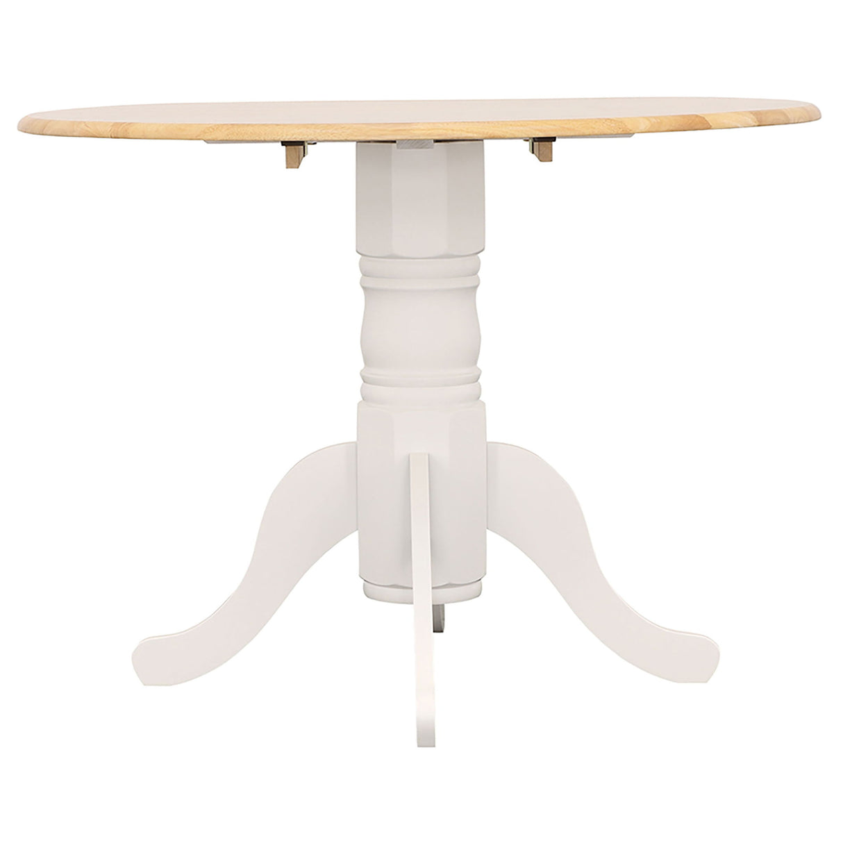 Round Dining Table With Drop Leaf Pedestal Base, Expandable Top - Natural
