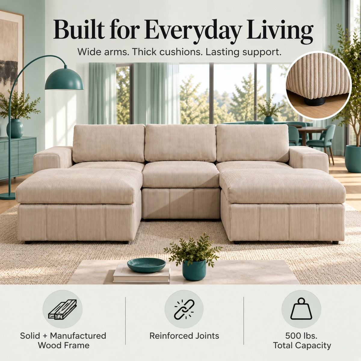 Modular Sectional Sofa, Reversible Set