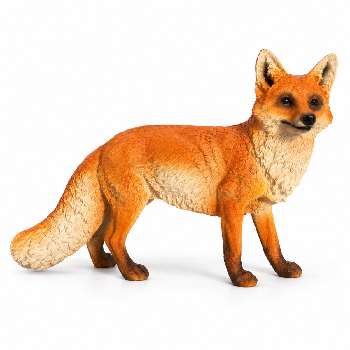 Realistic Red Fox Garden Statue, Wildlife Sculpture For Outdoor Decor - Brown
