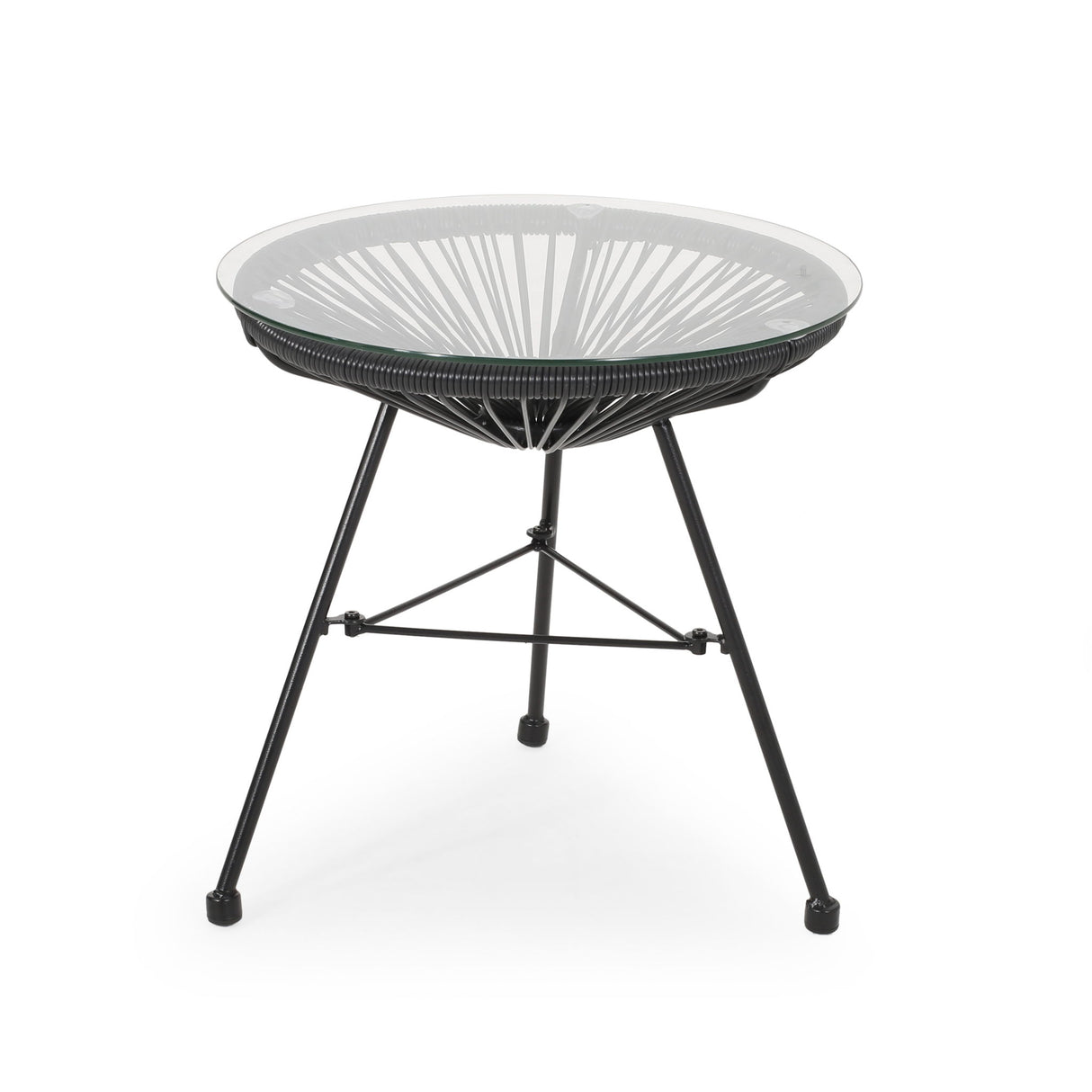 Nusa - Side Table With Tempered Glass Top - Black