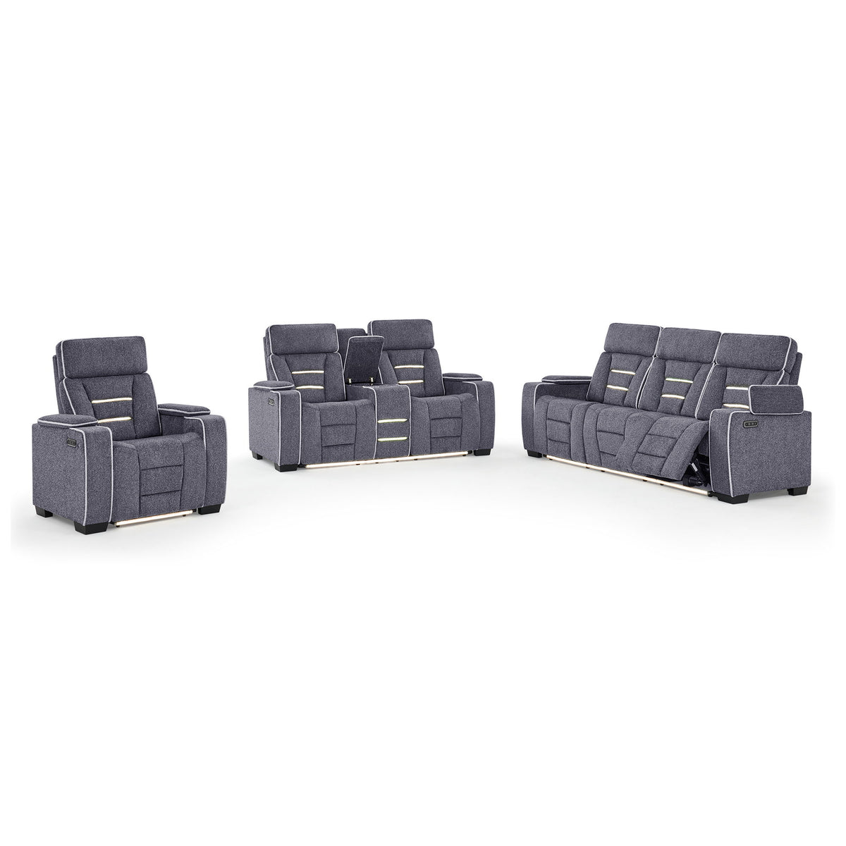 Austin - Console Reclining Loveseat With Storage Arms - Gray