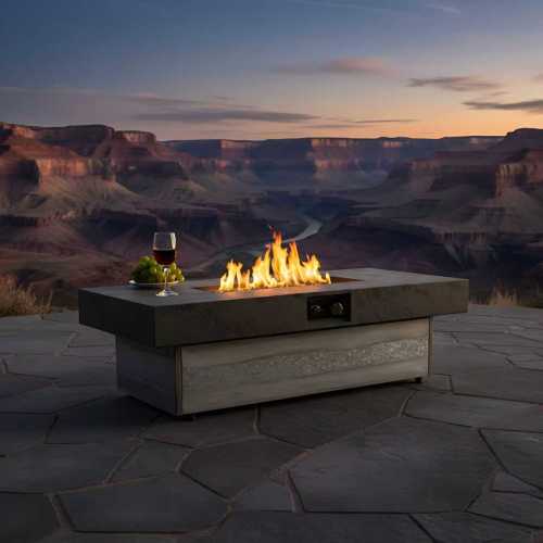 48 x 24 Inch Rectangle Fire Pit Table, 50000 BTU Propane Fire Pits Table for Patio Set