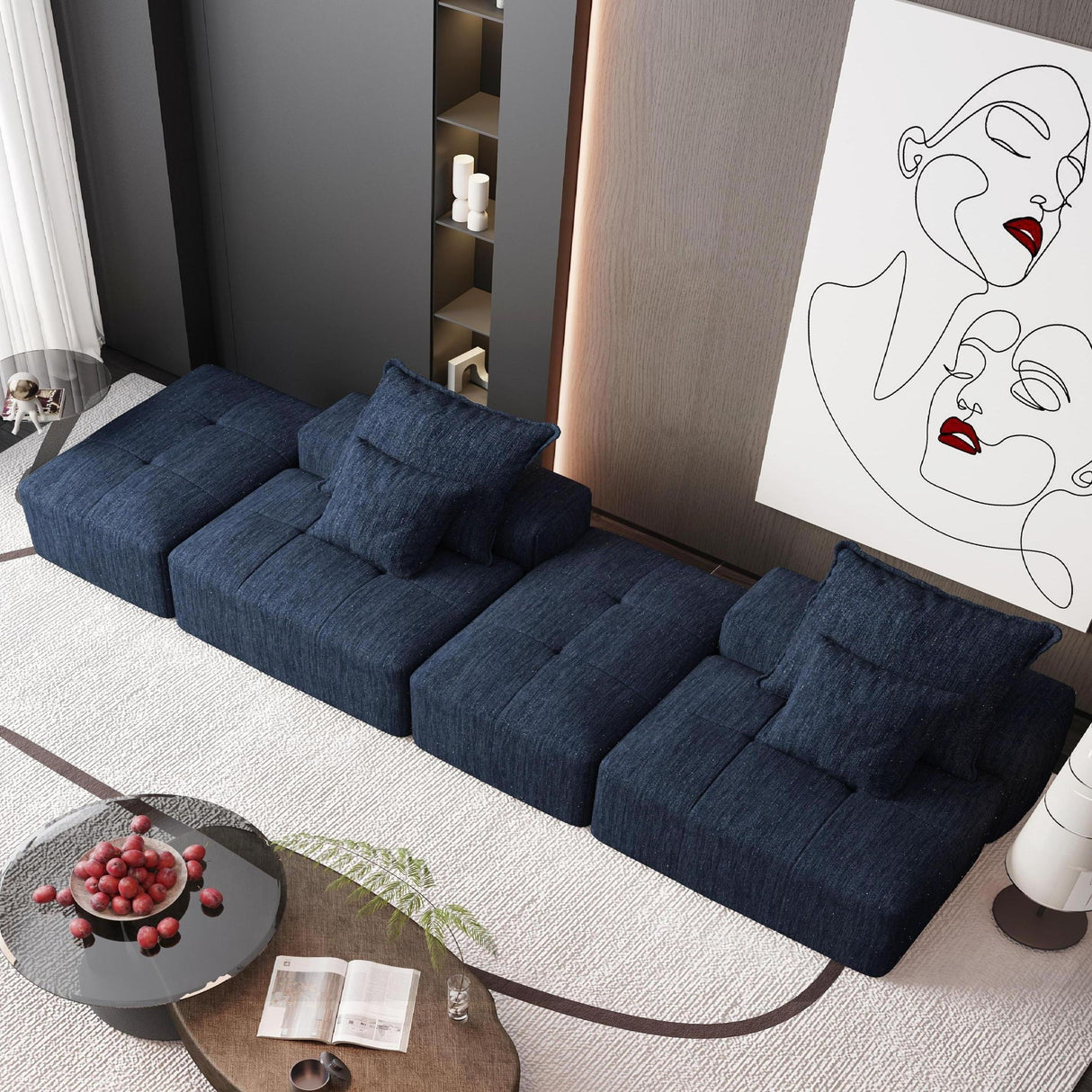 Modern Oversized Diy Combination Modular Sectional Sofa With Pillows