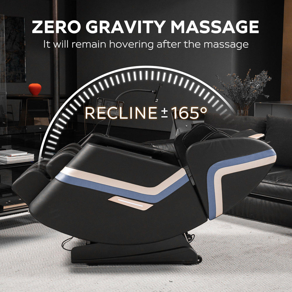 Massage Chair Recliner, Zero Gravity & Full Body Air Pressure - Black