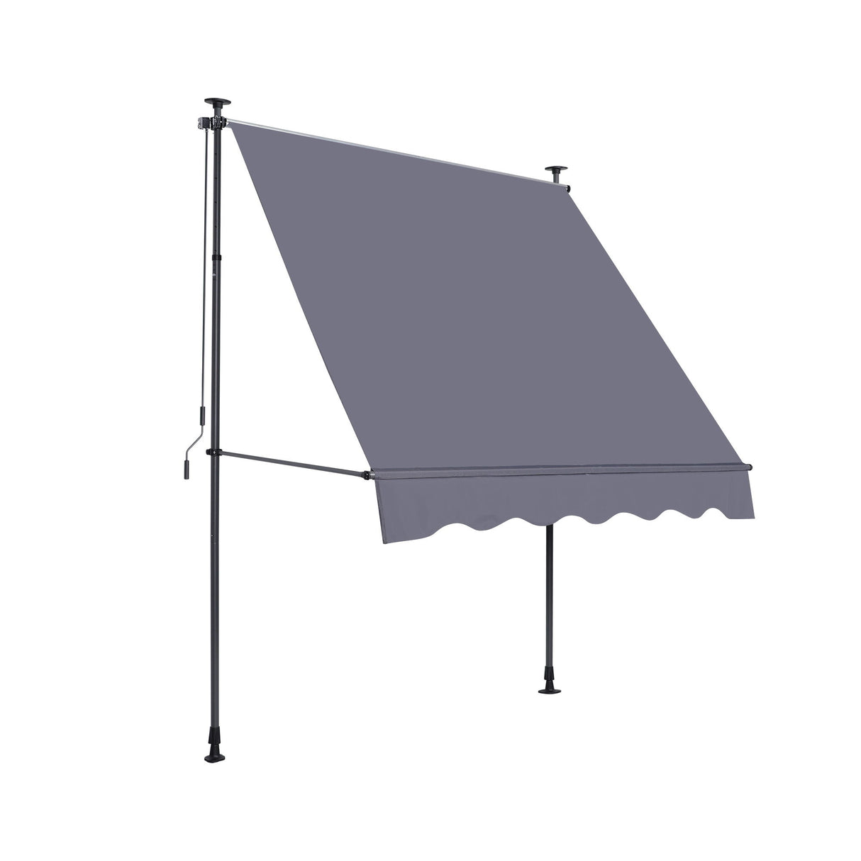 Manual Retractable Patio Awning, UV Resistant Sun Shade With No Drill Installation