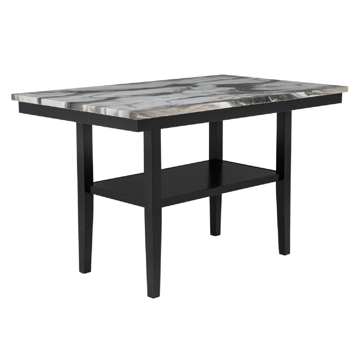 5 Piece Counter Dining Set With Table, Chairs - Black / Brown
