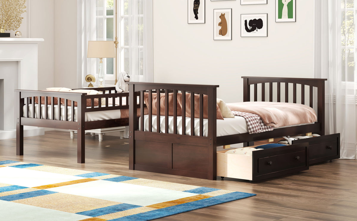 Bunk Bed With Drawers, Convertible Design