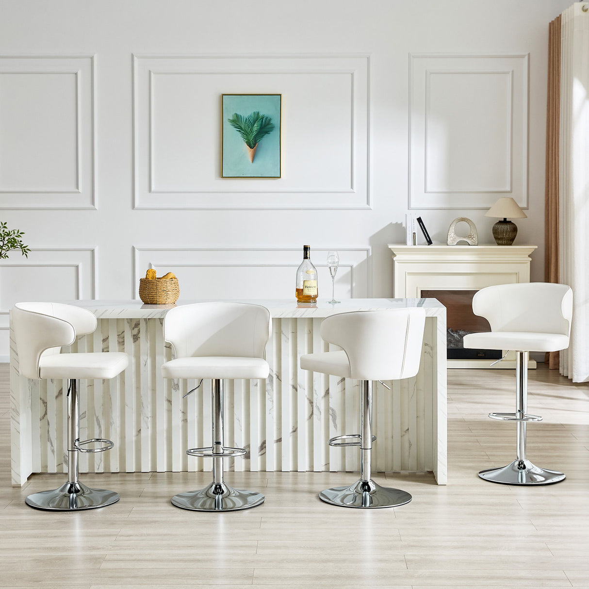 Adjustable Swivel Bar Chair With Ergonomic High Back Design