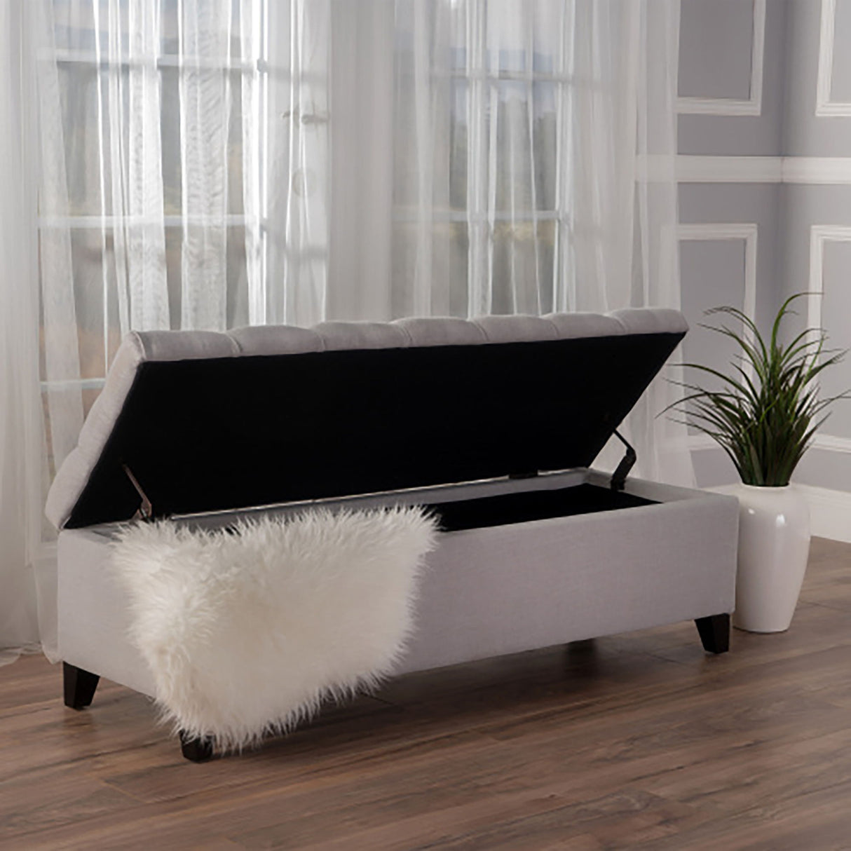 Glouster - Storage Ottoman - Light Gray