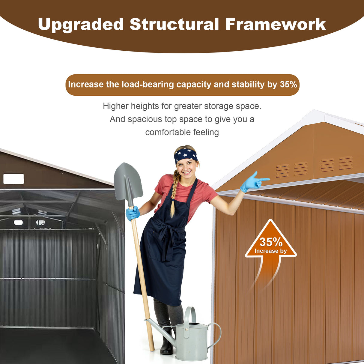 Heavy Duty Storage Shed Garden Building Weatherproof Galvanized Iron Light Brown