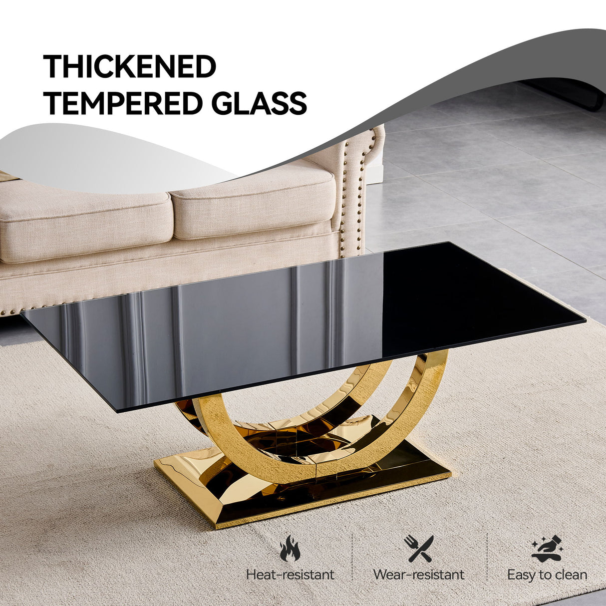 Rectangular Coffee Table - Gold / Black