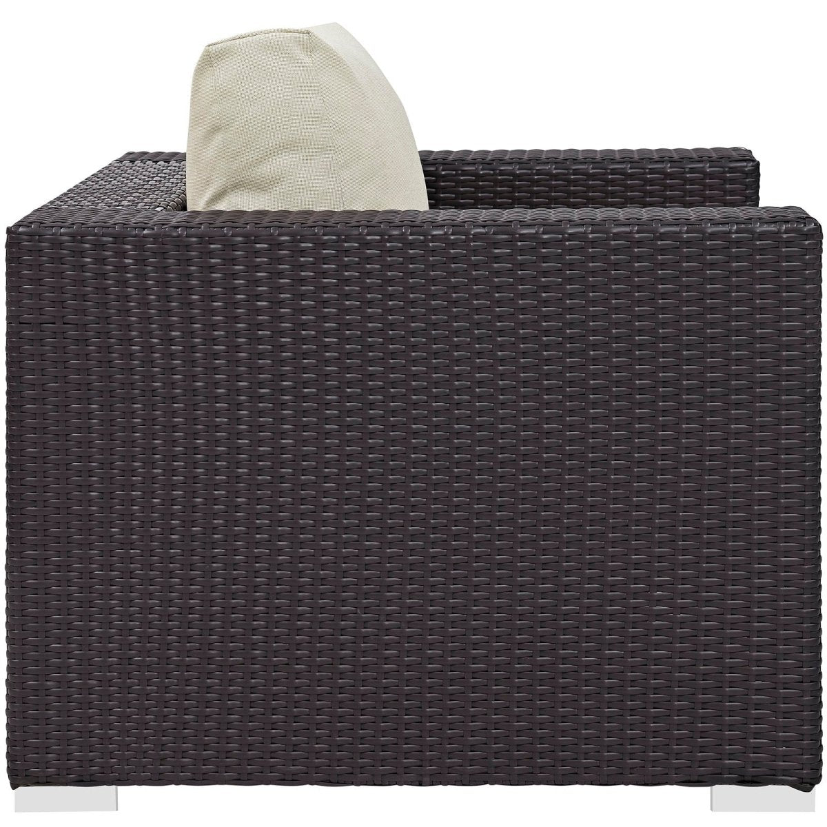 38" Espresso Wicker Outdoor Patio Armchair with Beige Cushions - Outdoor - Alpine Outlets