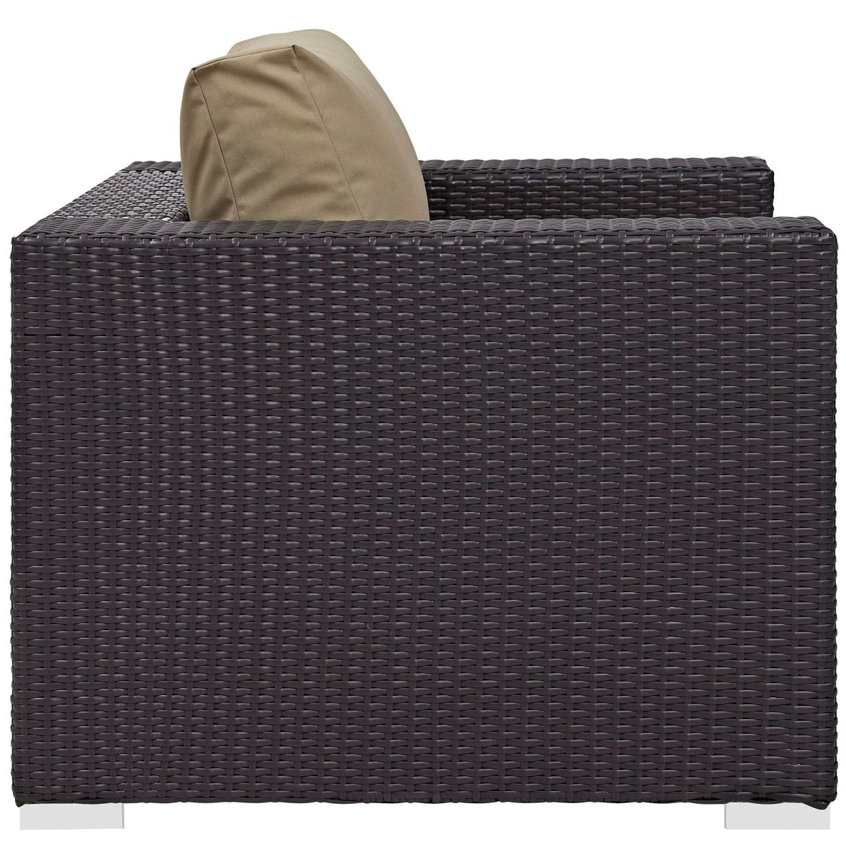 38" Espresso Wicker Outdoor Patio Armchair with Mocha Cushions - Outdoor - Alpine Outlets