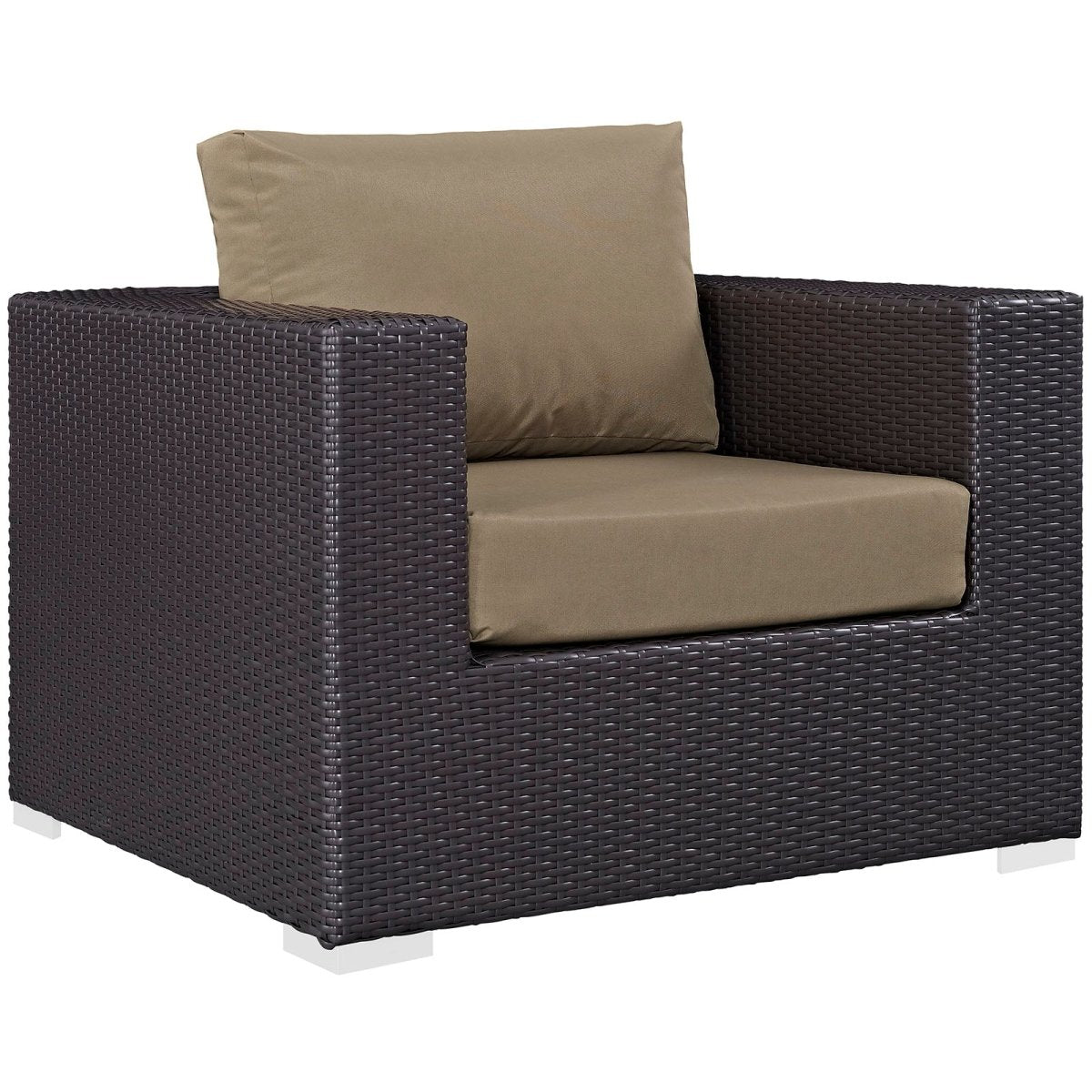 38" Espresso Wicker Outdoor Patio Armchair with Mocha Cushions - Outdoor - Alpine Outlets