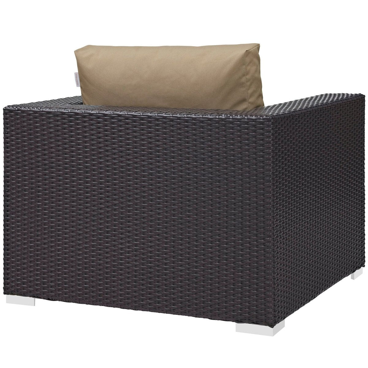 38" Espresso Wicker Outdoor Patio Armchair with Mocha Cushions - Outdoor - Alpine Outlets