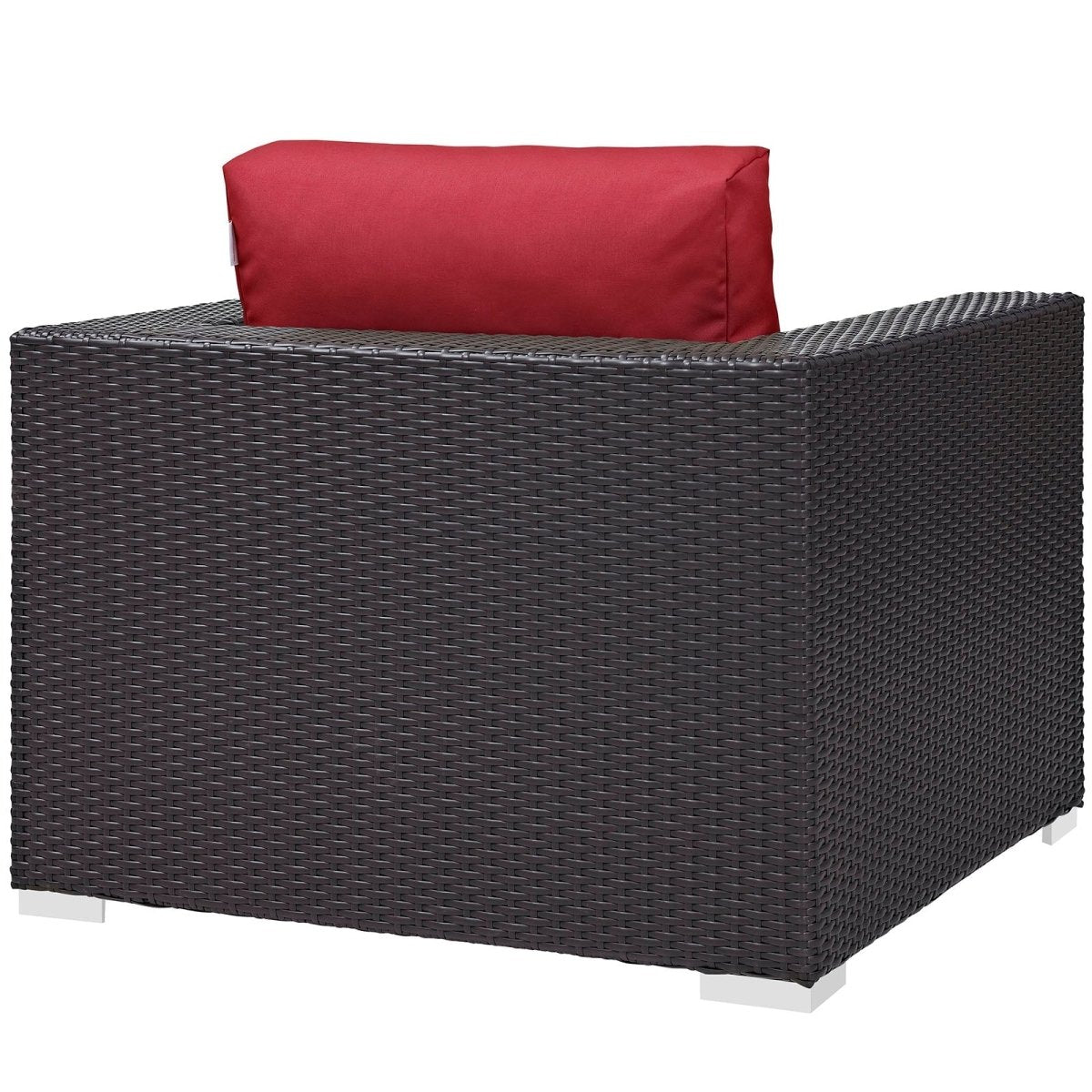 38" Espresso Wicker Outdoor Patio Armchair with Red Cushions - Outdoor - Alpine Outlets