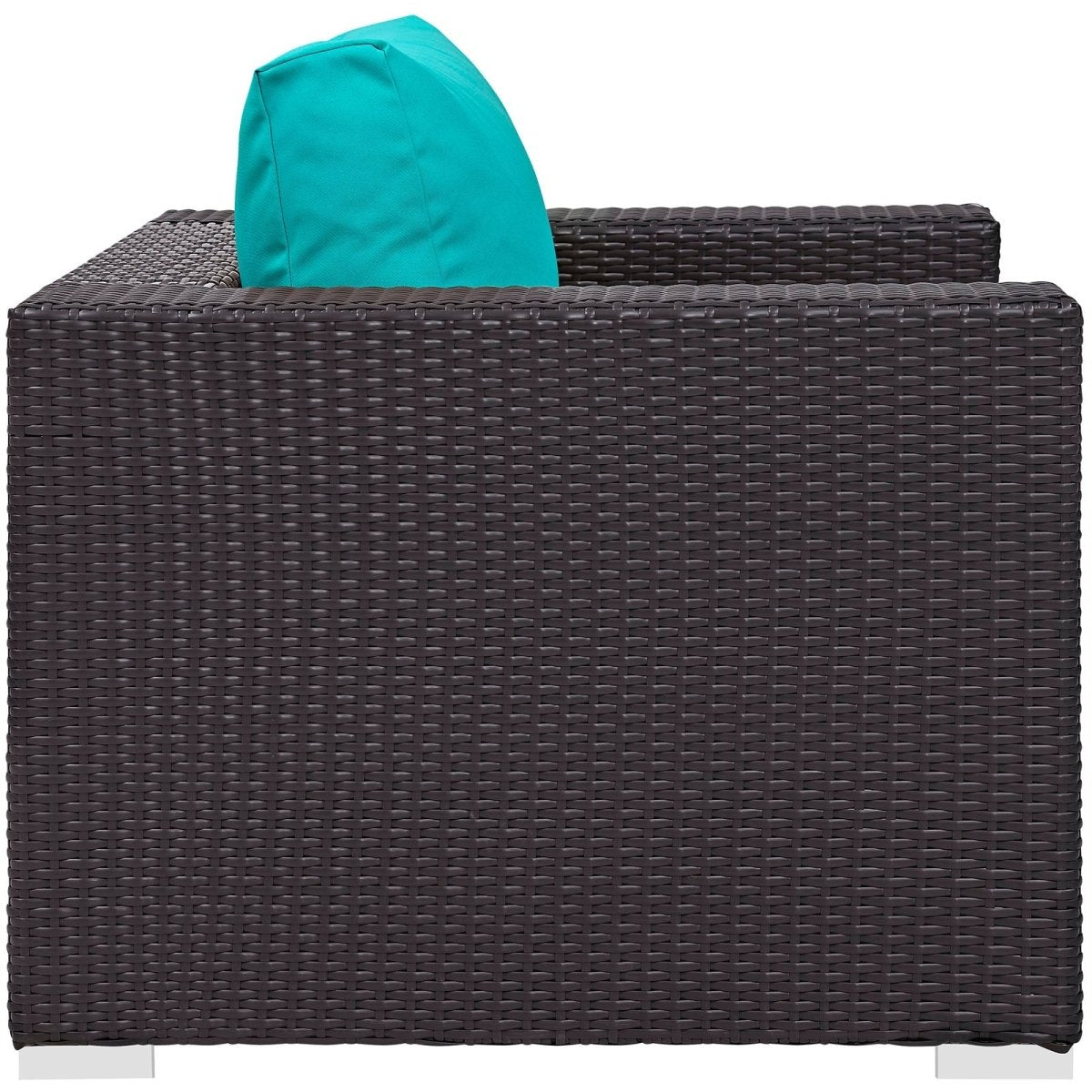 38" Espresso Wicker Outdoor Patio Armchair with Turquoise Cushions - Outdoor - Alpine Outlets