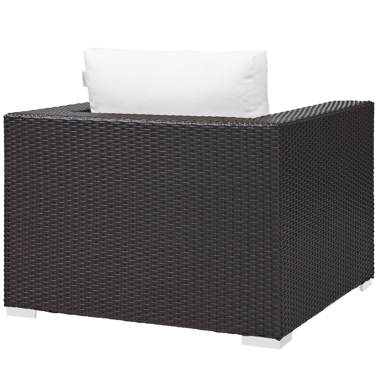 38" Espresso Wicker Outdoor Patio Armchair with White Cushions - Outdoor - Alpine Outlets