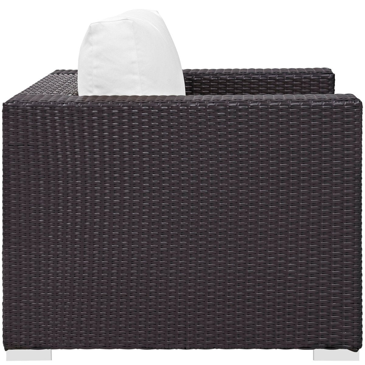 38" Espresso Wicker Outdoor Patio Armchair with White Cushions - Outdoor - Alpine Outlets