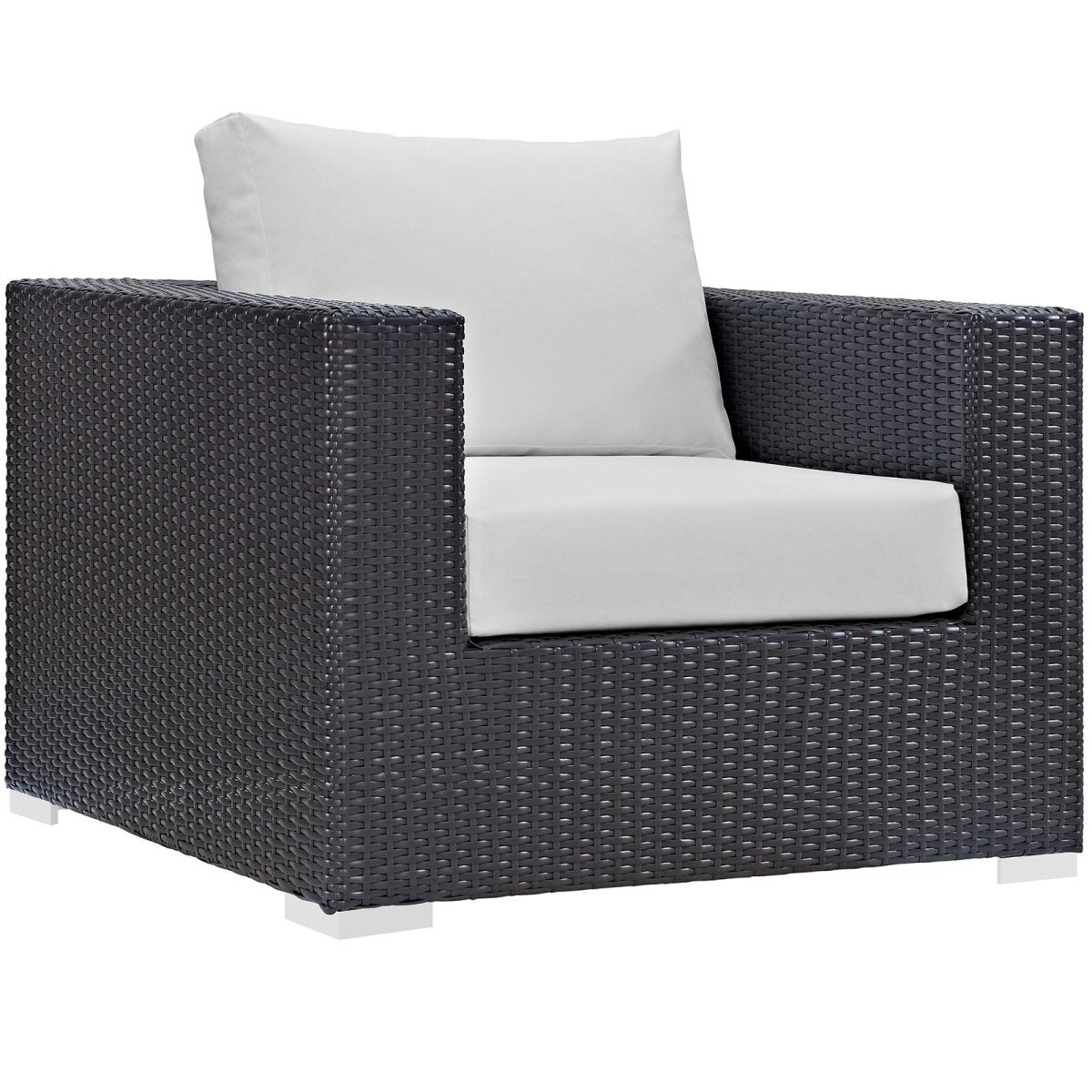 38" Espresso Wicker Outdoor Patio Armchair with White Cushions - Outdoor - Alpine Outlets