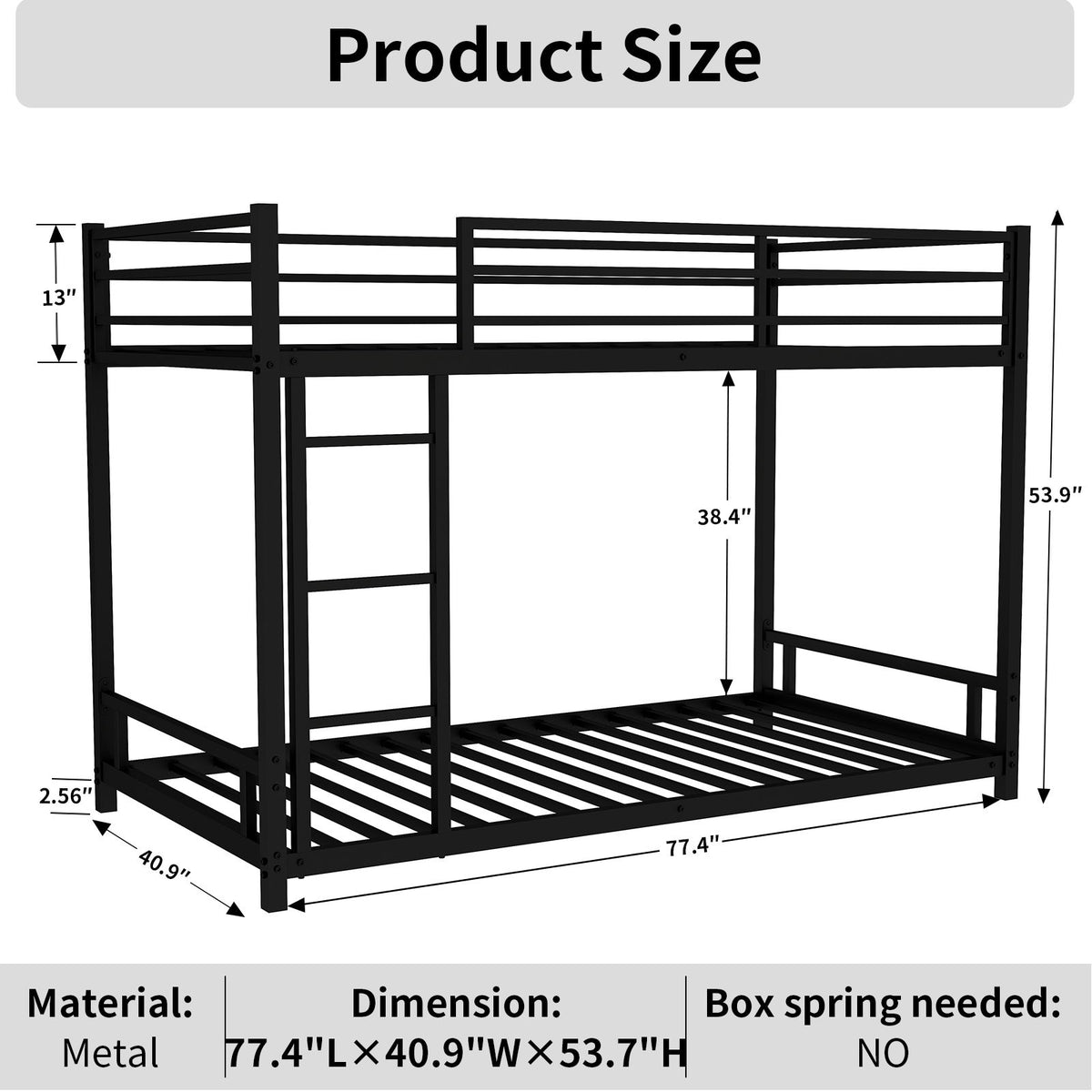 Bunk Bed With Noise Reduction And Safety Guardrail
