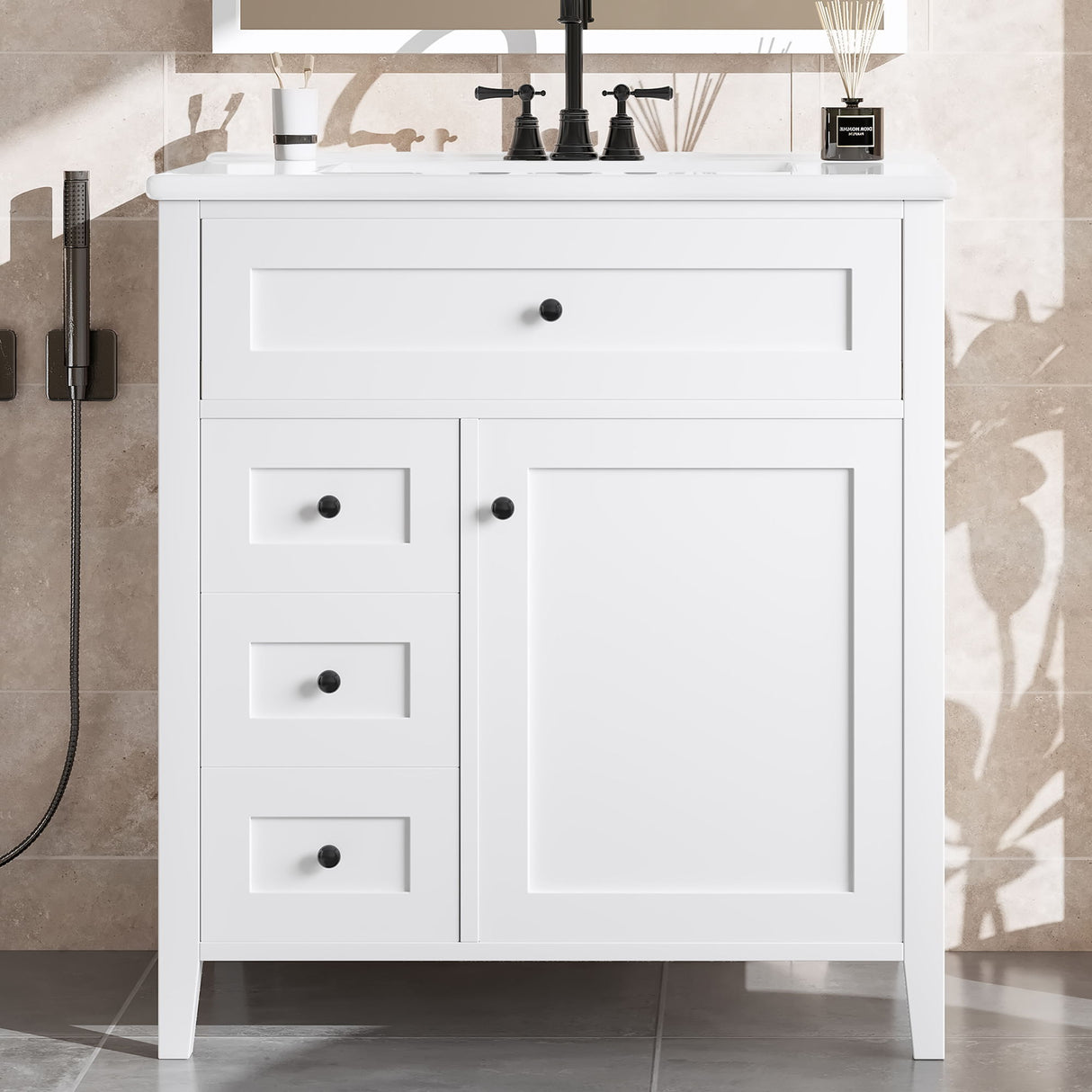 Bathroom Vanity With Sink, 3 Drawers And Adjustable Shelf, Freestanding Storage Unit