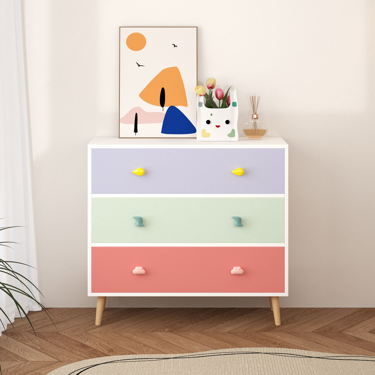 3 Drawer Dresser, Storage Cabinet With Anti Tip Safety