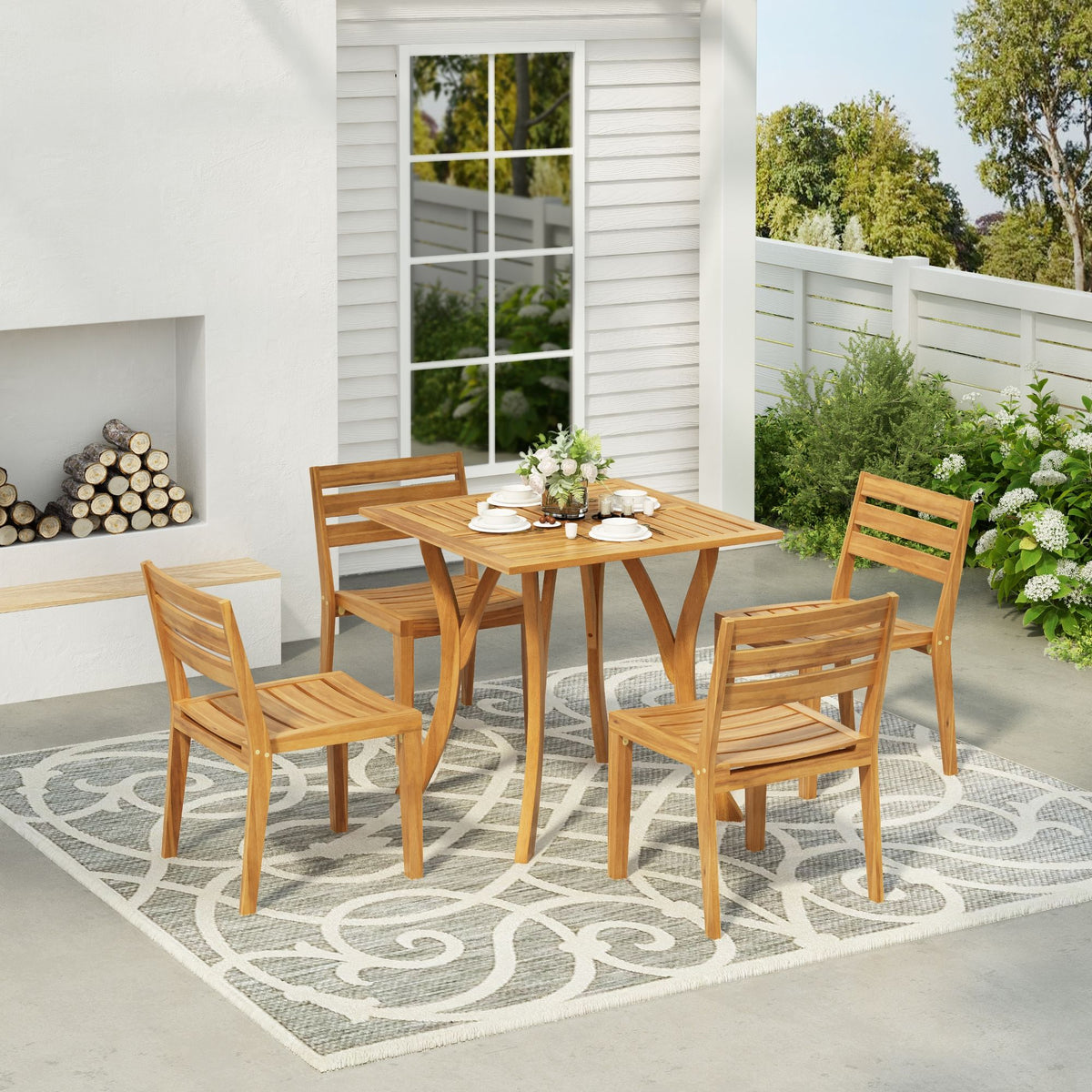 Outdoor 5 Pieces Dining Set - Teak