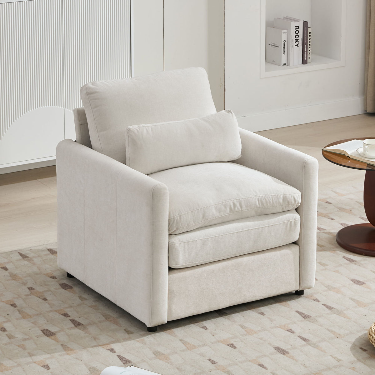 Cozy Upholstered Cushion Armchair For Living Room