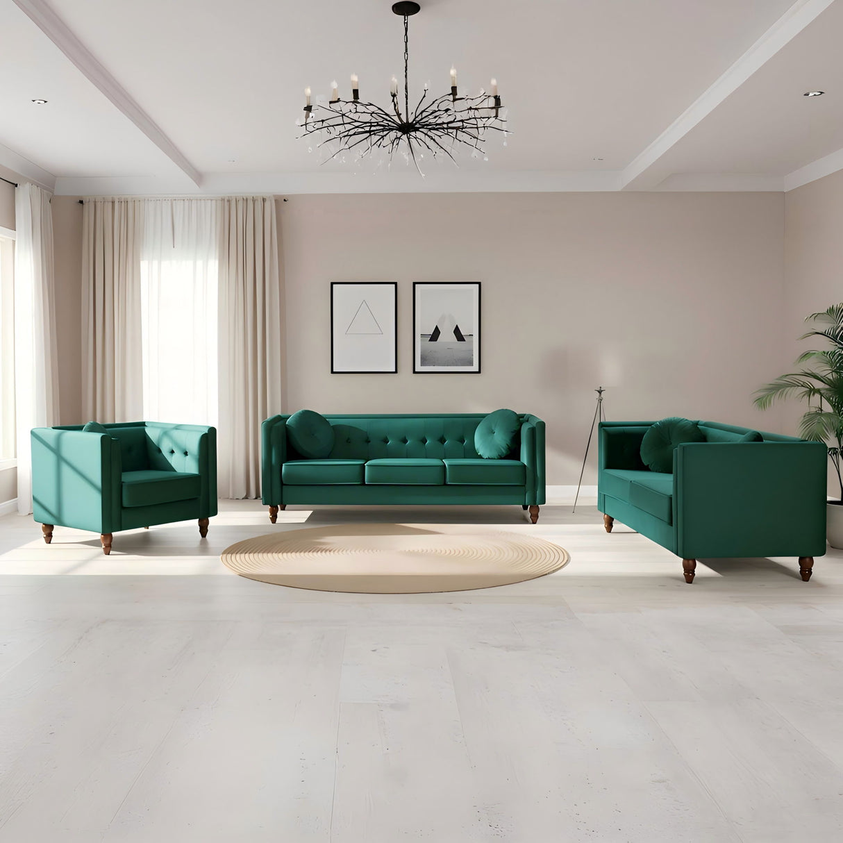 Chesterfield Loveseat 2 Seater Couch For Living Room