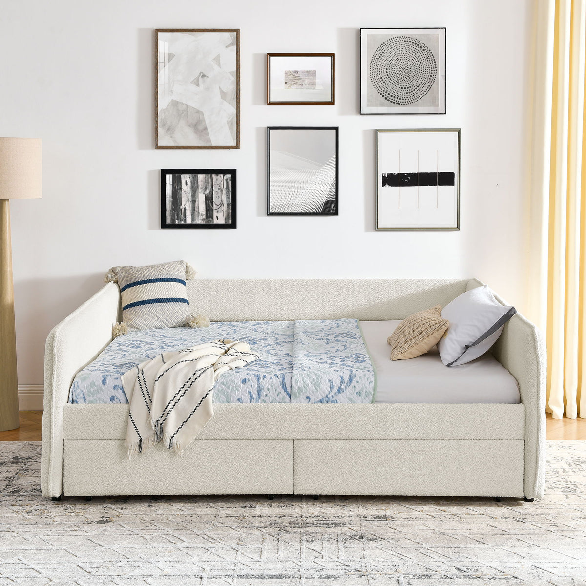 Upholstered Daybed & 2 Drawers