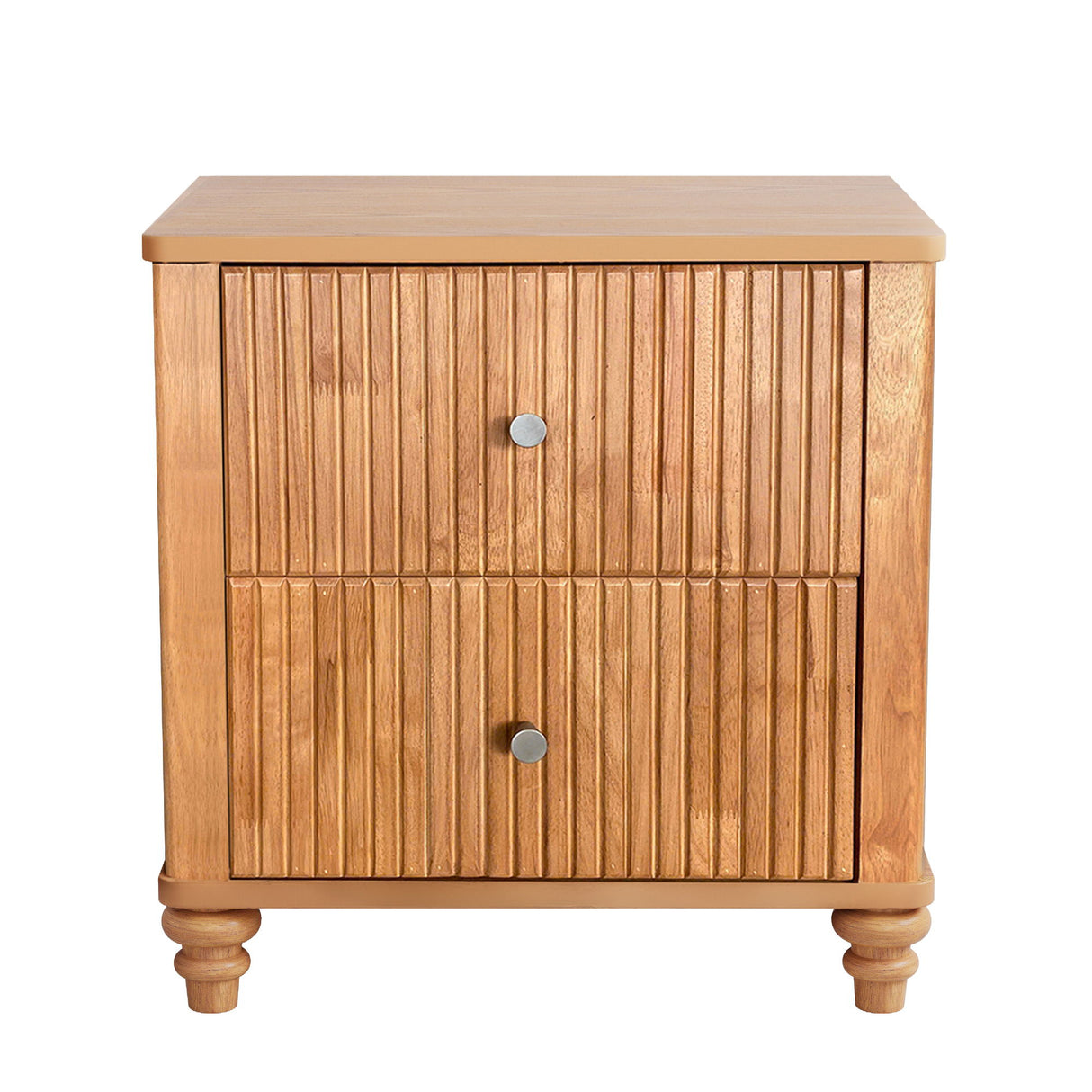 Modern Fluted Nightstand With 3 Drawers