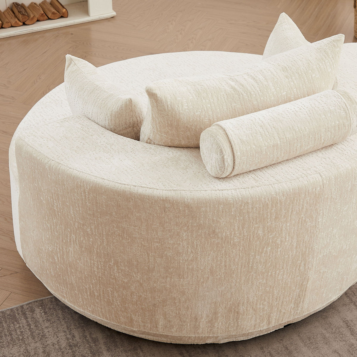 Swivel Chair, Sleeper Design, 360 Degree Rotating Base For Living Room - Beige
