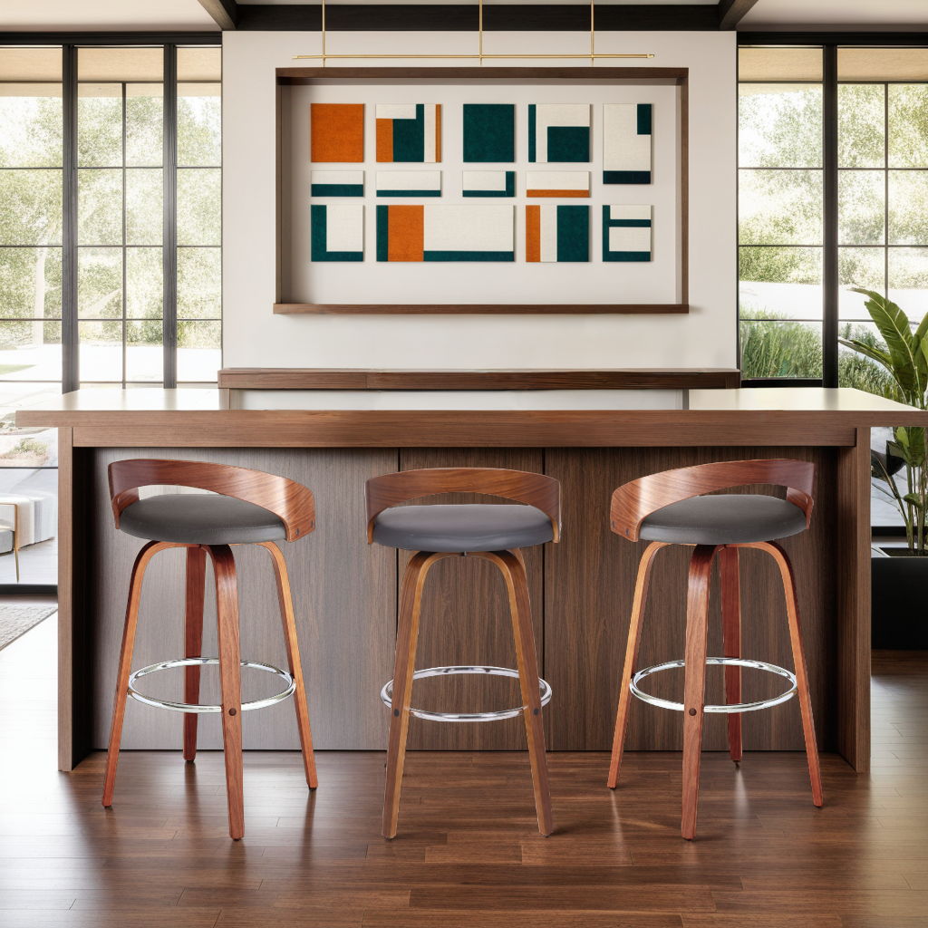 Sonia - 30" Bar Height Swivel Bar Stool - Walnut Wood