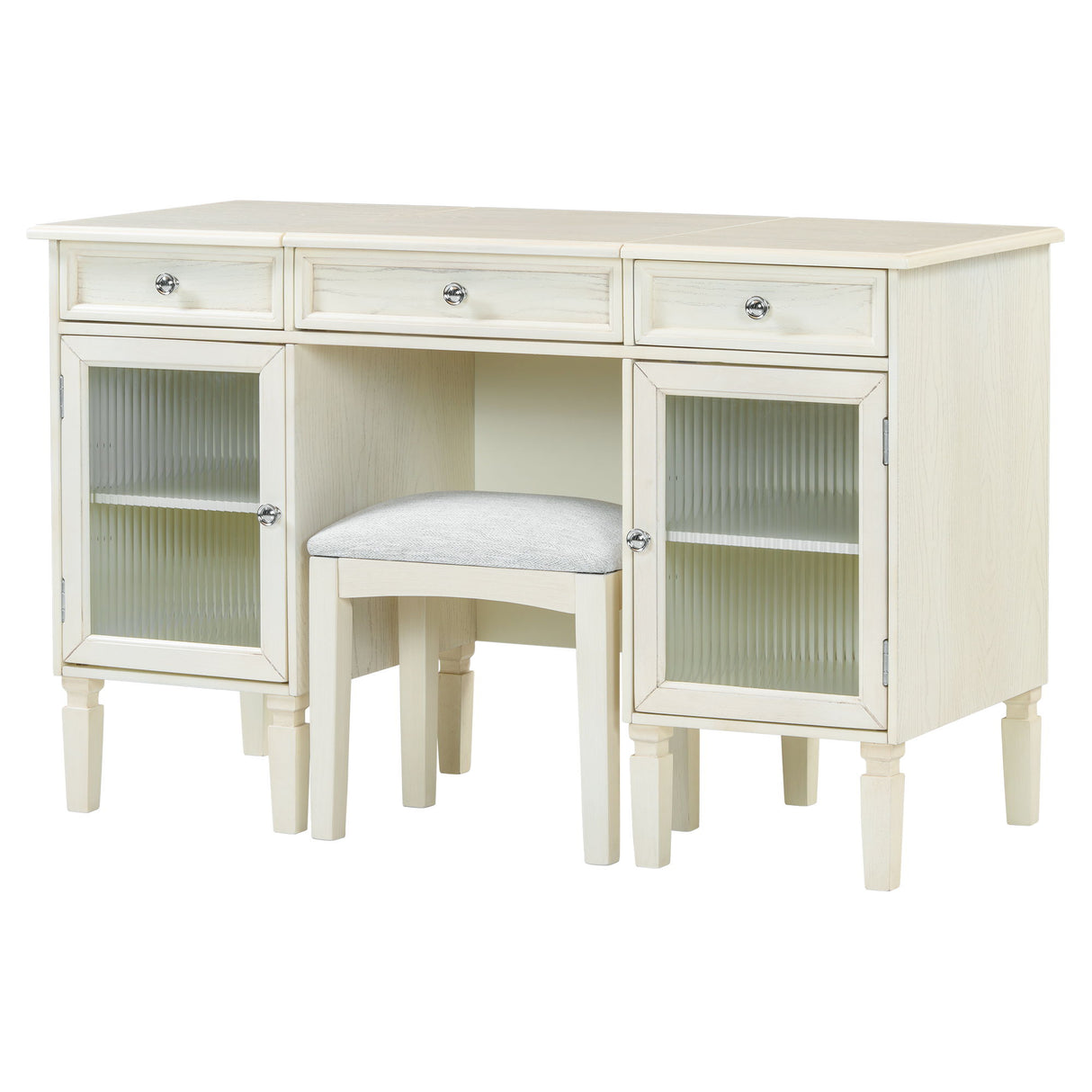 Multi Functional 2 In 1 Vanity Desk With Flip Top Mirror Material - White Oak