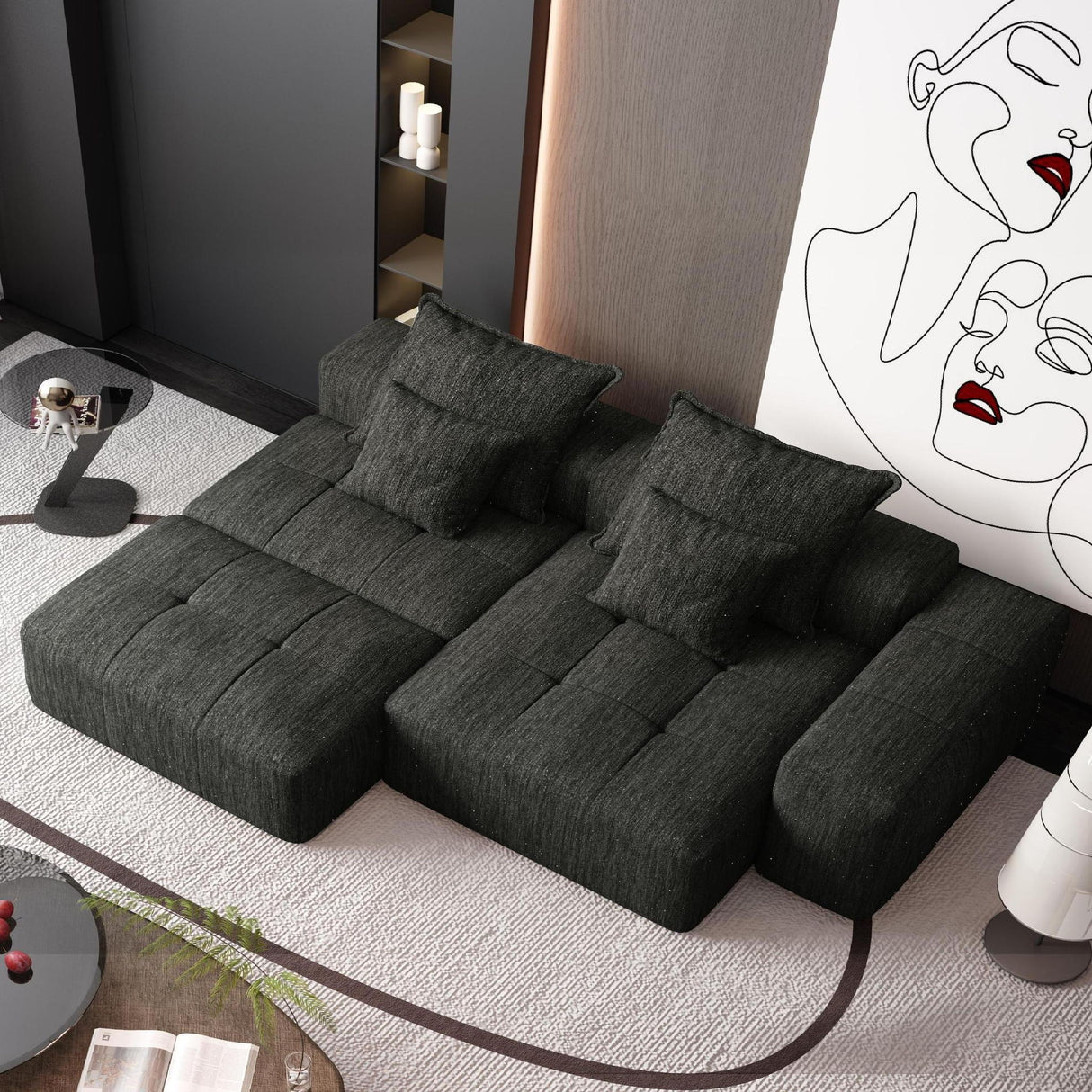 Modern Oversized Diy Combination Modular Sectional Sofa With Pillows