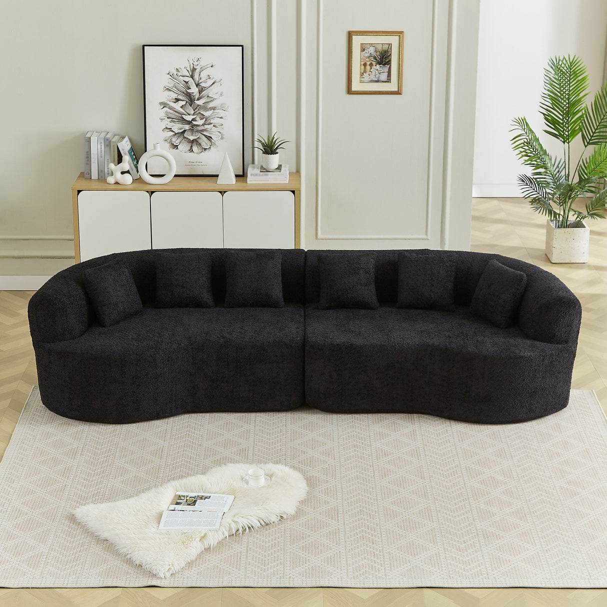 Curved Sectional Sofa With 6 Pillows